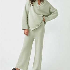 Free people Hailee sweater set in mint green